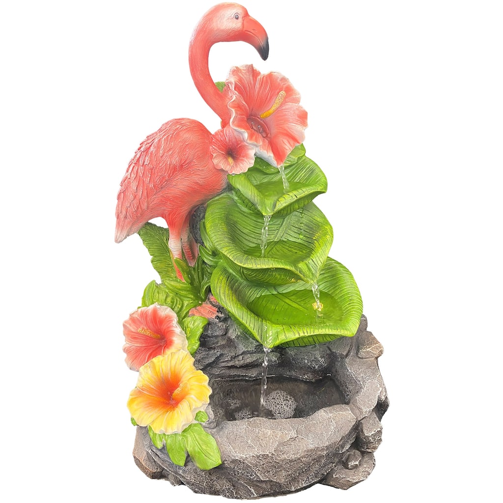 18.5" Resin LED Flamingo Fountain