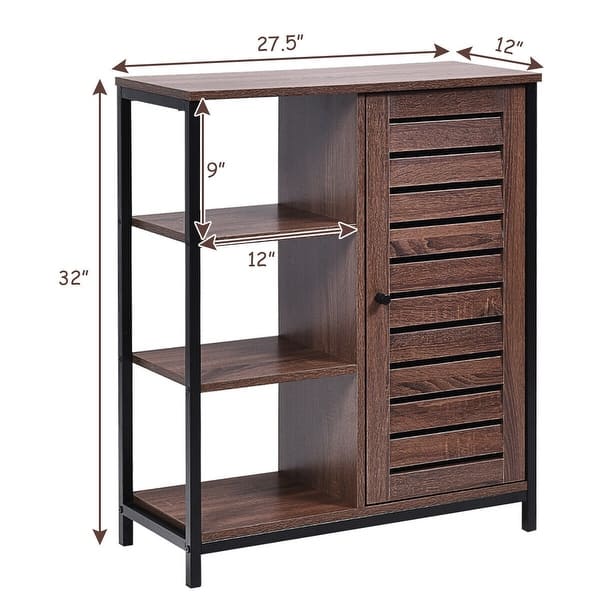 Industrial Bathroom Storage Free Standing Cabinet With 3 Shelves Brown Overstock 31647156
