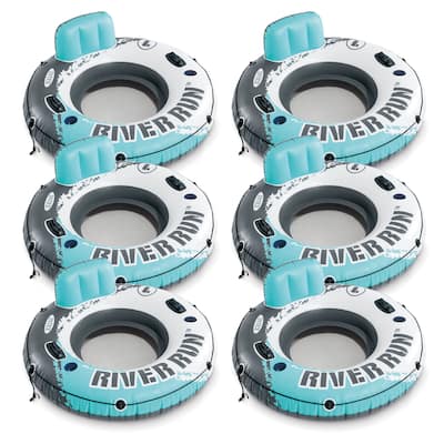 Intex River Run 1 Person Inflatable Floating Tube Lounger, Color Varies (6 Pack) - 4.4