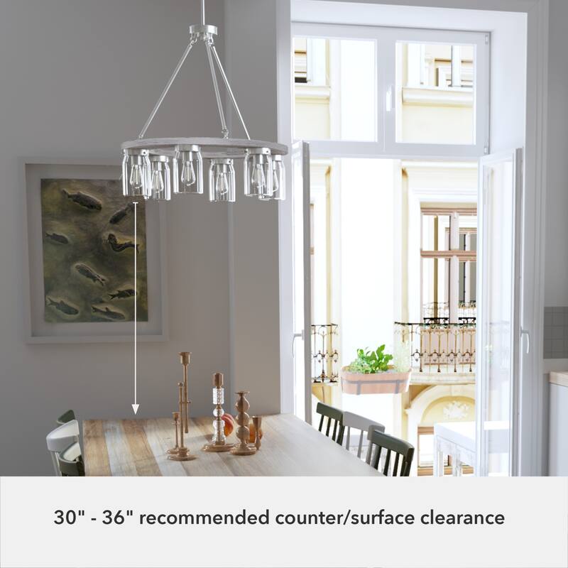 Hunter Devon Park 6-Light Chandelier - Dining Room, Entry - Wagon Wheel, Rustic, Farmhouse