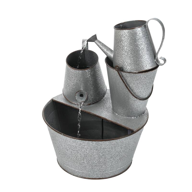 Silver Metal Pitcher Outdoor Fountain