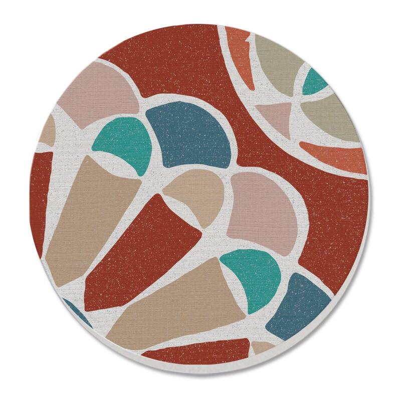 4 Pack Absorbent Stone Coaster with Protective Cork Backing Made in The USA 4" Round, Easily Wipes Clean - Multi