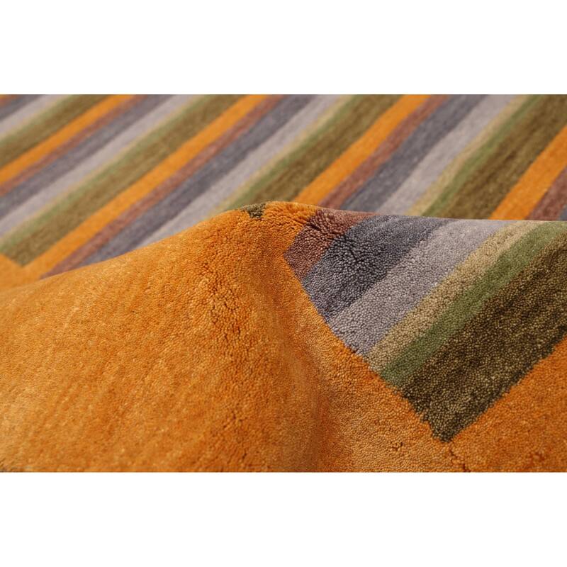 ECARPETGALLERY Hand Loomed Kashkuli Gabbeh Dark Gold Wool Rug - 5'7 x 7'7