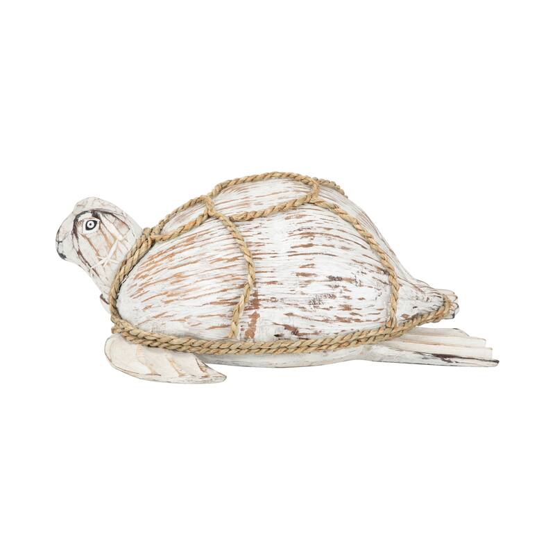 Sagebrook Home 13"Lx10"Wx5"H White/brown, Coconut Shell, Turtle Figurine - 13" x 8" x 4" - 13" x 8" x 4" - 2 Tone White