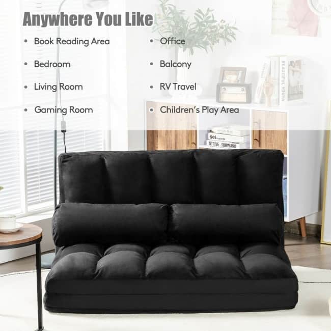Adjustable 6-Position Floor Sofa Bed with Removable Cloth Cover - 71" x 44.5" x 5.5" (L x Wx H)