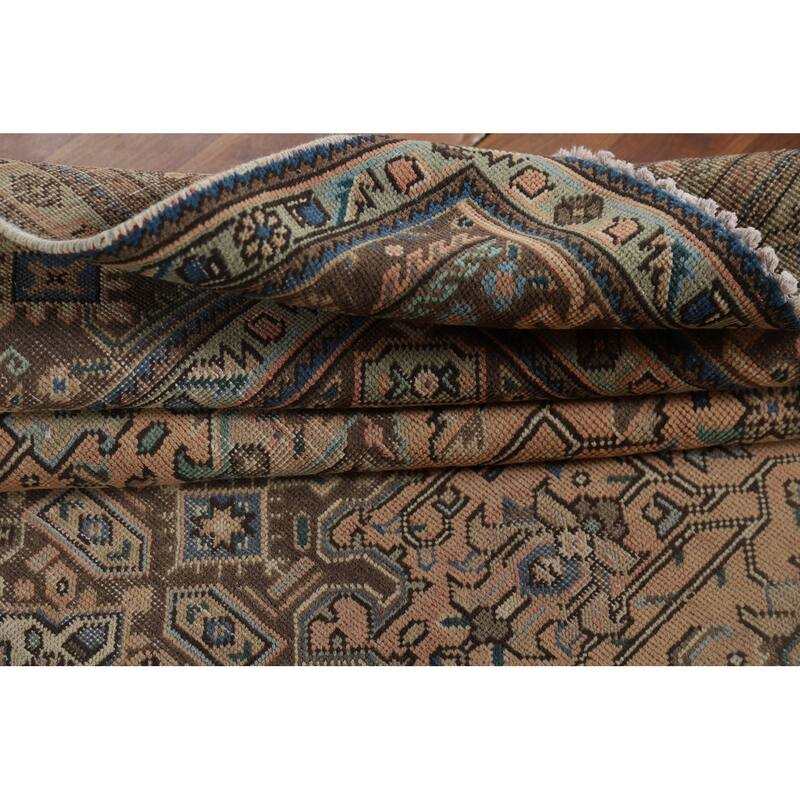 Geometric Tabriz Vintage Persian Area Rug Hand-Knotted Wool Carpet - 6'8" x 9'10"