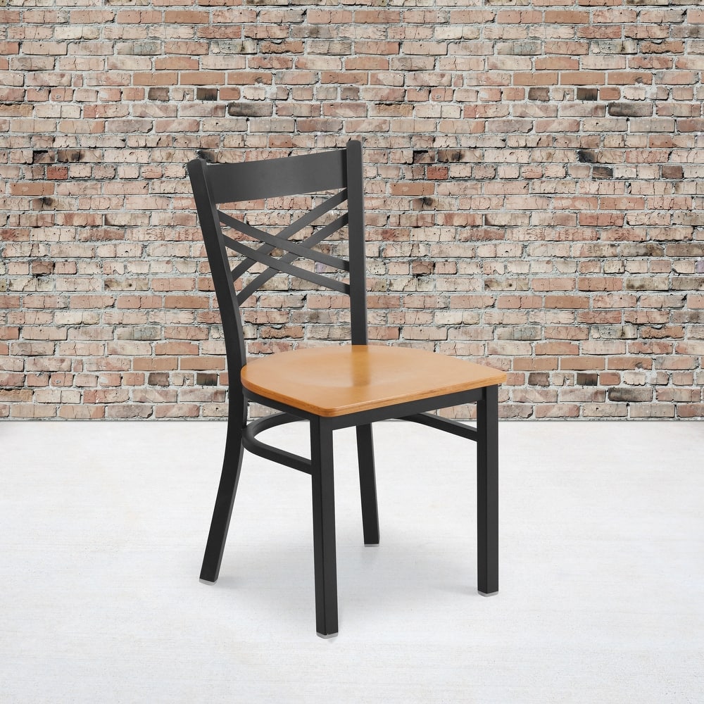 Steel X-back Restaurant Chair (Set of 2) - 16.5"W x 17"D x 32.25"H