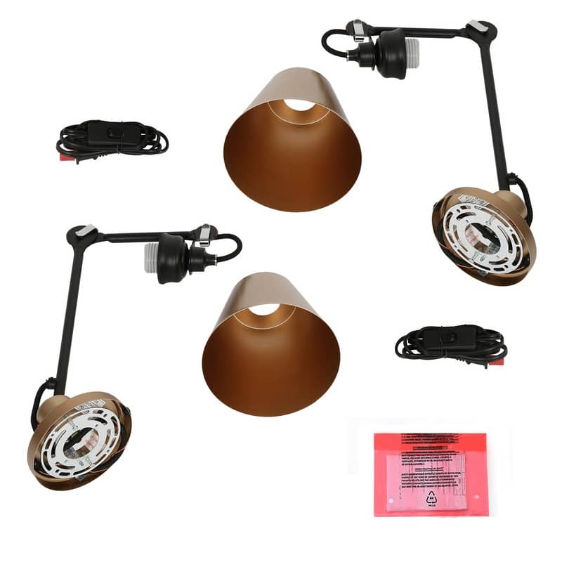 Set of 2 Modern Farmhouse Plug-in Swing Arm Lights Gold Adjustable Wall Sconces Task Lighting - L28" x W6" x H8"