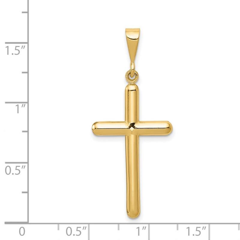 Curata 14k Yellow Gold 18" 27x16mm Solid Polished Textured back Cross Necklace