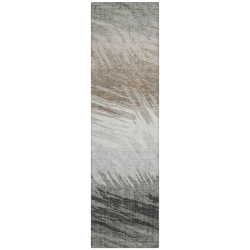 Machine Washable Indoor/ OutdoorAbstract Brushstrokes Chantille Rug