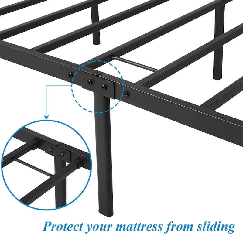 Black Vintage Scroll Metal Platform Bed Frames with Headboard
