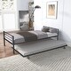 preview thumbnail 3 of 16, Twin over Twin Size Metal Bunk Bed with Trundle, Can Be Separated into 2 Twin Beds, Safety Guardrail, Trundle for Flexible Space