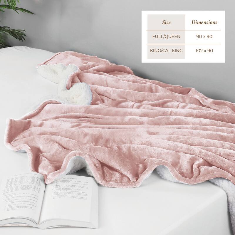 Linery & Co. Velvet Plush Reversible Sherpa Bed Blanket
