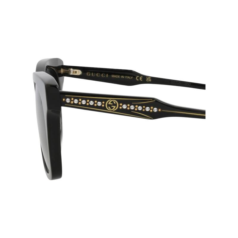 Gucci Cat Eye-Frame Recycled Acetate Sunglasses, Solid Smoke Lens, Shiny Solid Black Frame