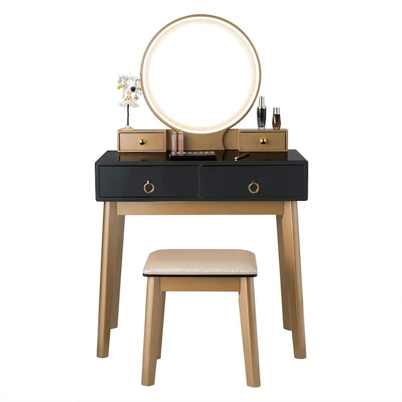 Gymax Makeup Dressing Vanity Table Set w/ Touch Screen Dimming Mirror - See Details
