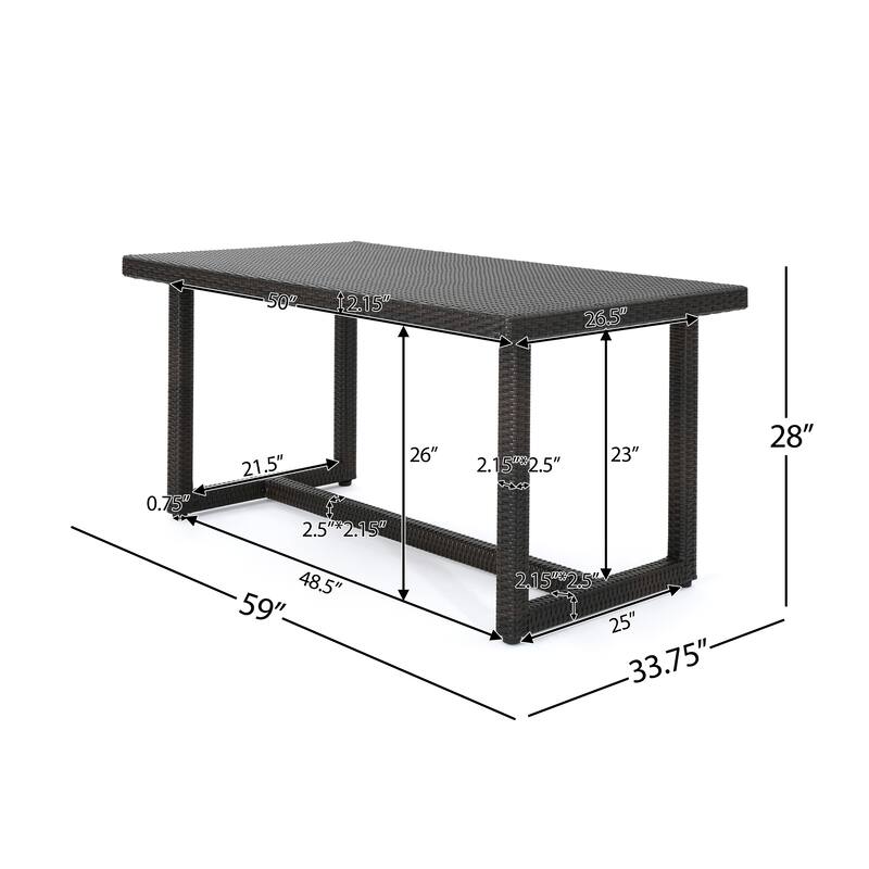 Santa Rosa Outdoor 59-inch Rectangle Wicker Dining Table by Christopher Knight Home - 28.00"H x 59.00"L x 34.00"D