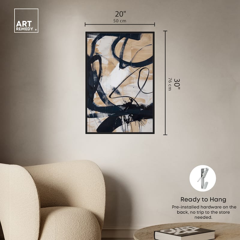 Art Remedy Flowing Framed Abstract Shapes 1 Piece Canvas Wall Art