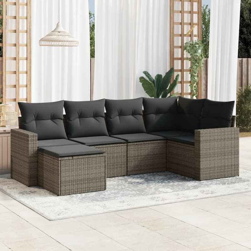 vidaXL Garden Sofa Set Grey PE rattan Large Modular Garden Sofa Set - 21.7 x 21.7 x 14.6