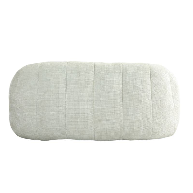 White Modern 63.78" Chenille Upholstered Lounge Chair with High Density Foam Filling and Pillows