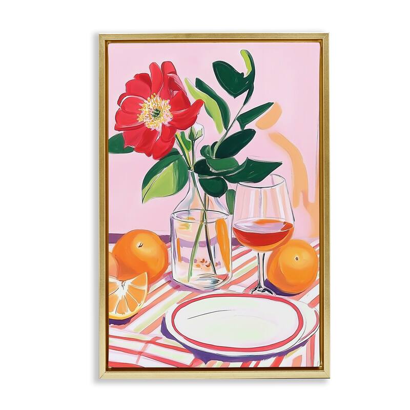 Stupell Pastel Hued Table Setting Framed Floater Canvas Wall Art Design By Andreas Magnusson - 21 x 31 - Gold