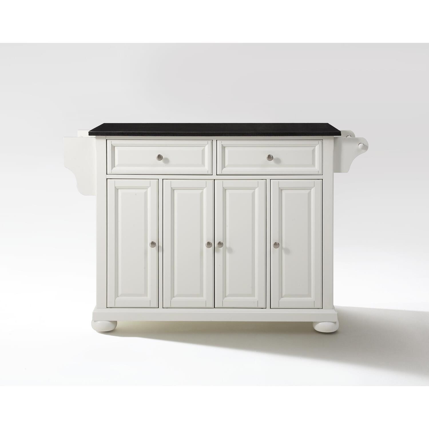 Full Size Kitchen Island with Granite Top & Storage - Portable Kitchen Cart - Modern Kitchen Furniture - White