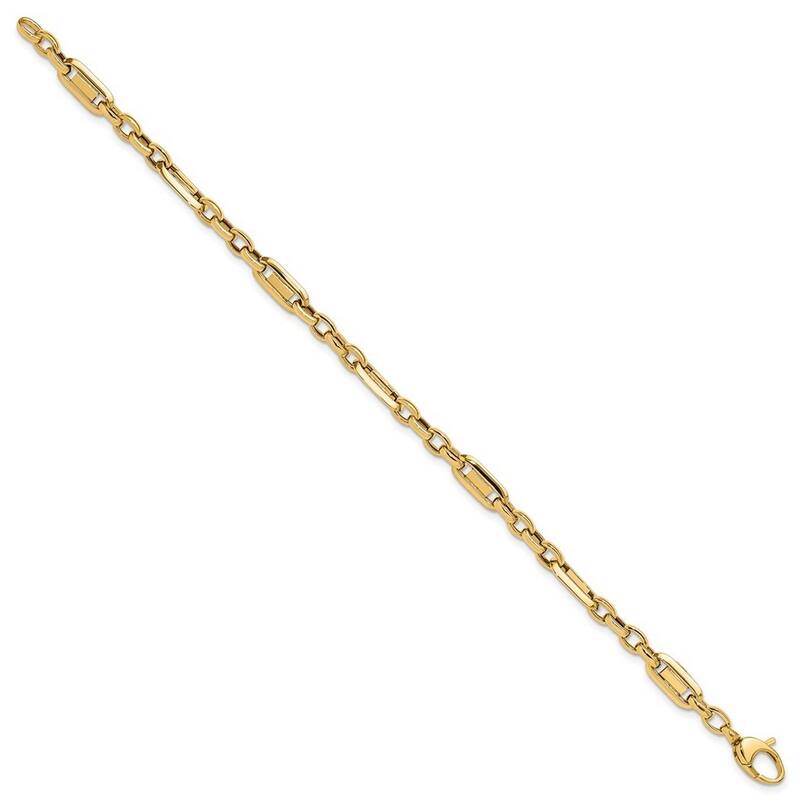 Curata 14k Yellow Gold Hollow Polished Fancy Link Bracelet 7.5 Inch