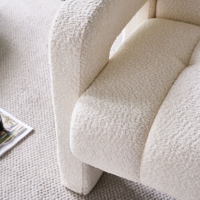 31.10" Wide Boucle Upholstered Accent Chair, Modern Comfy Single Lounge Armchair for Living Room, Bedroom, Apartment