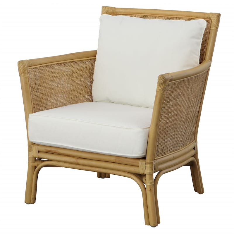 Woven Rattan Accent Chair with Cushions - 33" - Brown and White