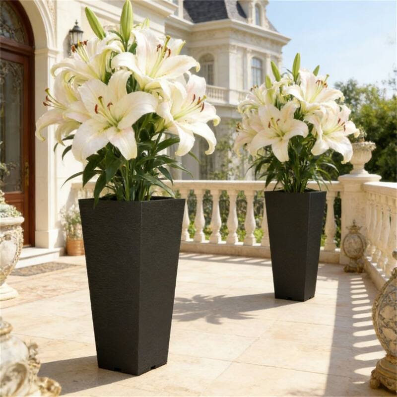 Plant Flowerpot, Set Of 2 Plastic Flowerpots, Black Flowerpot, suitable For Balcony, Courtyard