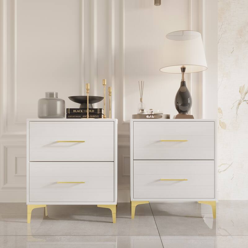 CraftPorch 3 Piece Bedroom Nightstands Set Velvet Upholstered Bed