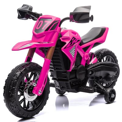 6V Battery-Powered Kids Motorcycle with Training Wheels, Horn & Start Sound, for 3-8 Year Olds