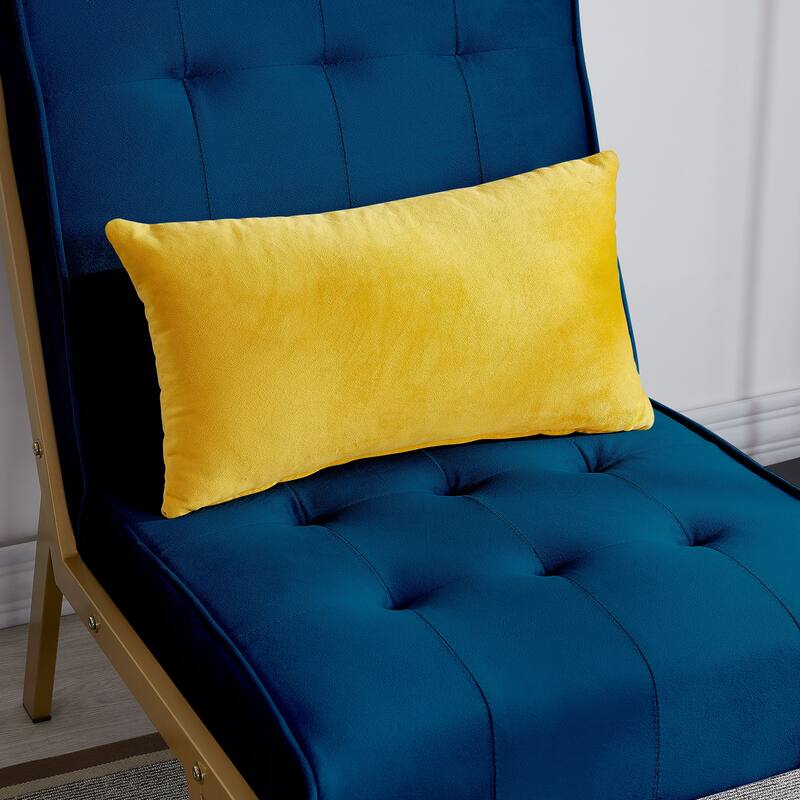 Gold Metal Frame Velvet Accent Chair with Ottoman