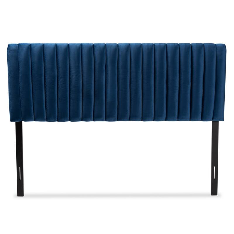 Emile Modern &Contemporary Velvet Upholstered Wood Headboard-Navy Blue