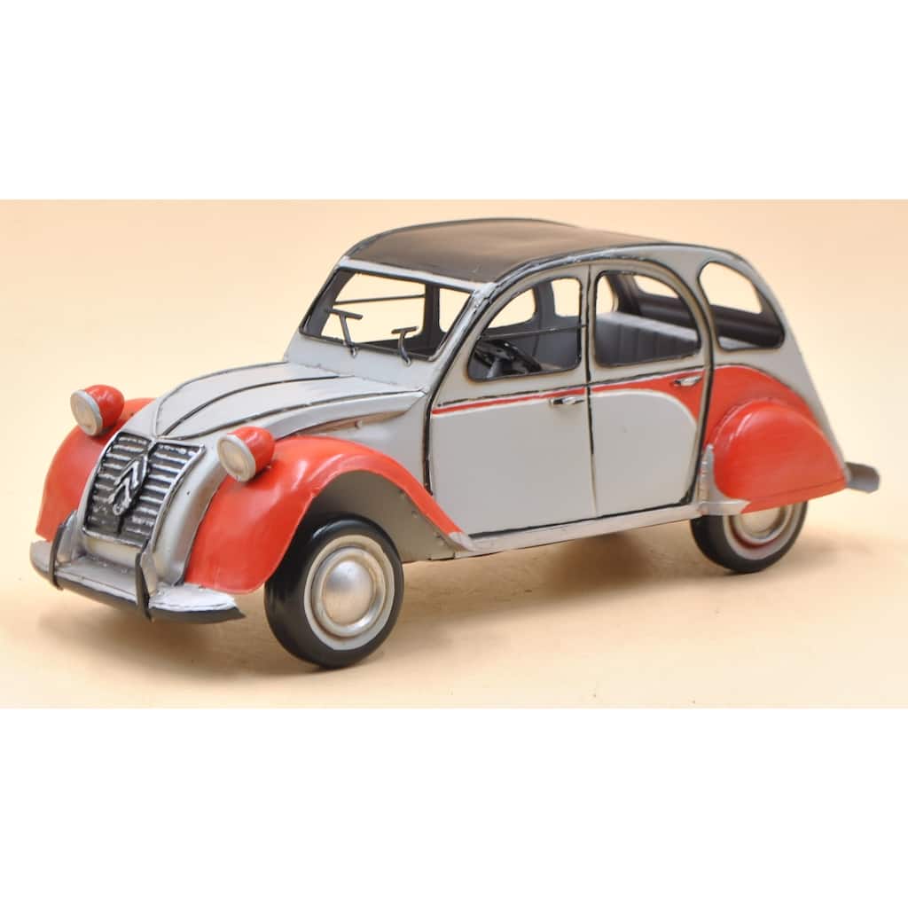 Handmade Grey And Red Medium Scale Tinplate 1952 Citroen Vintage Car Figurine