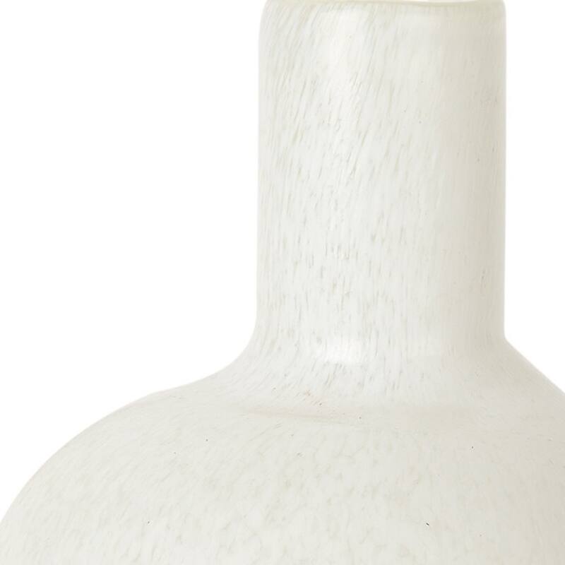 12" White Mottled Handblown Glass Table Vase - 6.89