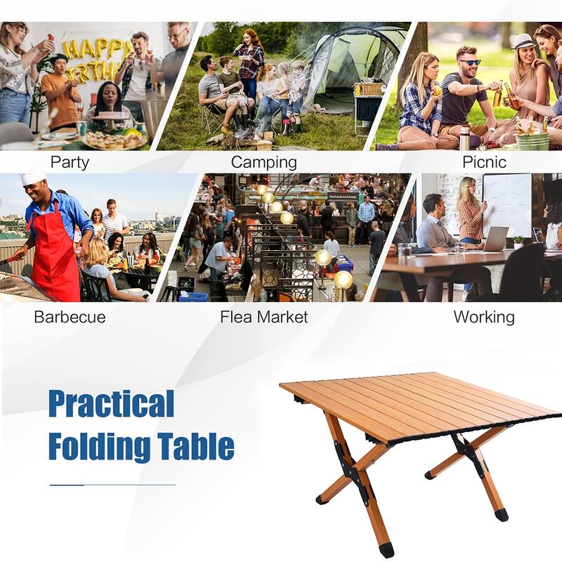 Folding Camping Table Metal Roll Up Portable Picnic Table Outdoor