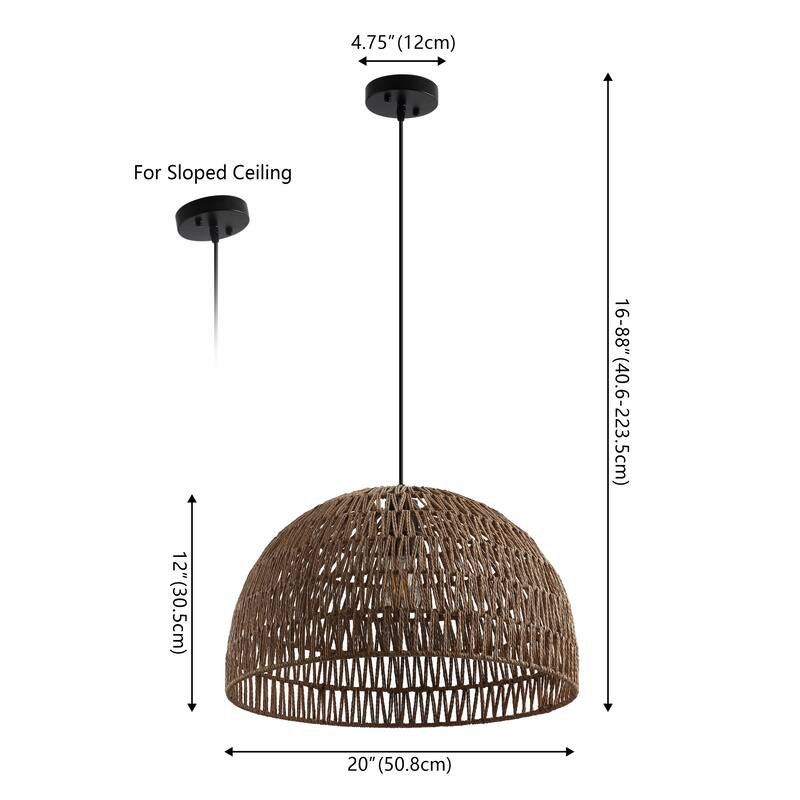 Jigu 1-Light Woven Rattan/Iron LED Pendant, by JONATHAN Y
