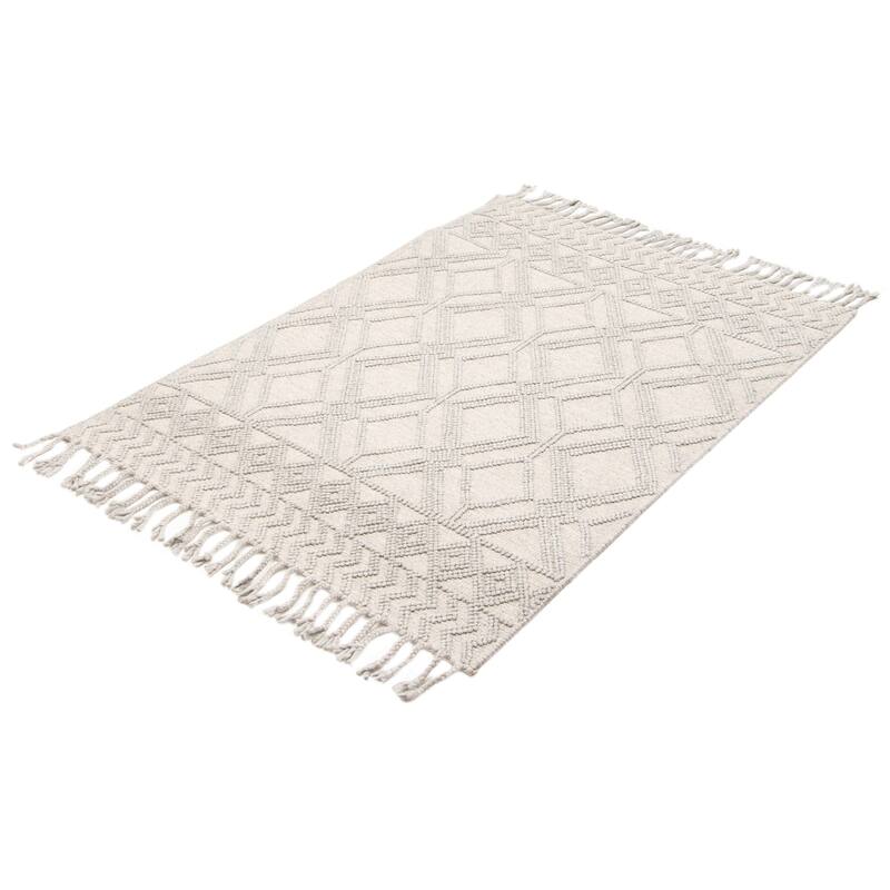 ECARPETGALLERY Braid weave Sienna Grey Wool Rug - 5'3 x 7'5
