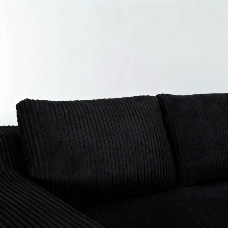 96" L-Shaped Corduroy Sectional Sofa, No Assembly Required