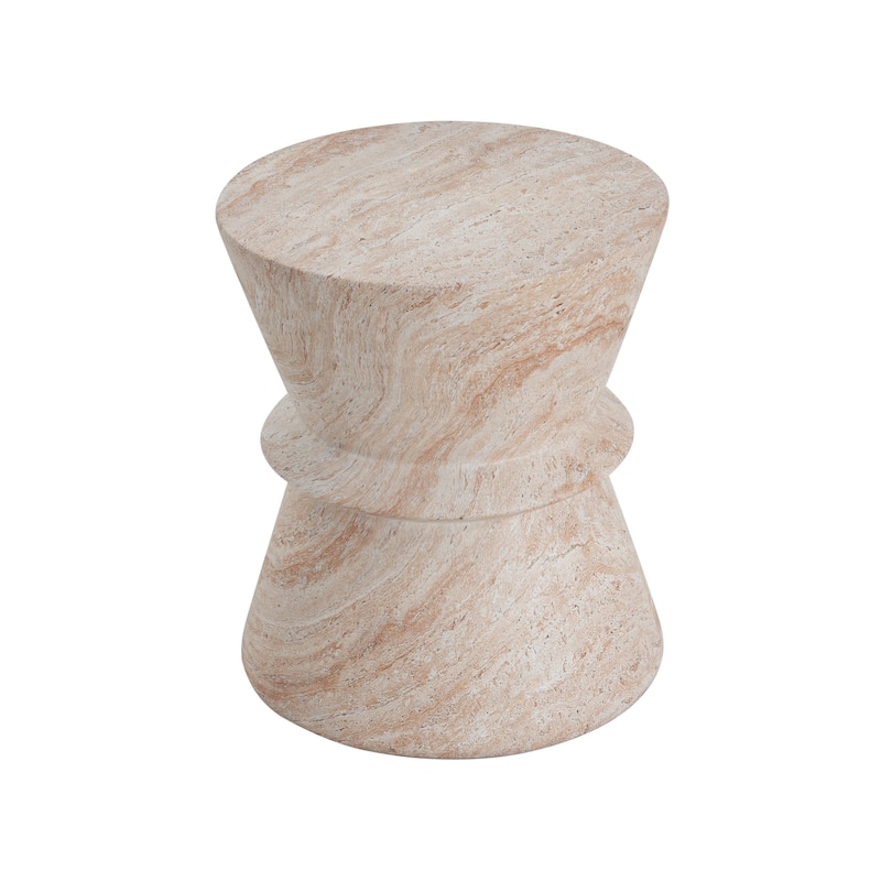 Roomfitters Outdoor Indoor Lightweight Side Table, Modern Accent End Table with Travertine Finish