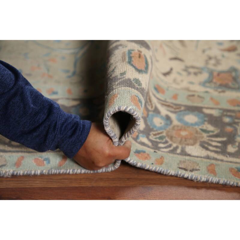 Hand Knotted Oriental 100% Wool Carpet Traditional Floral Green Tabriz Area Rug - 9' 5'' X 6' 2''