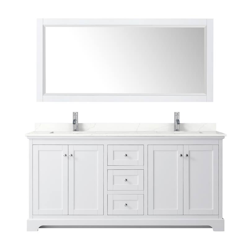 Avery 72-inch Double Vanity, Quartz Top, 70-inch Mirror