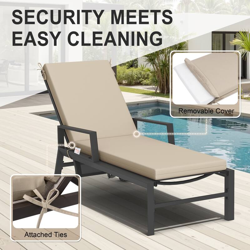 Outdoor Chaise Lounge Set Lounge Chairs with Adjustable Back and Sunbrella Fabric Cushions