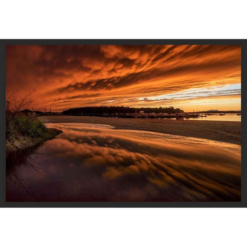 Summer Beach Sunset Reflection Photography by Wayne Collamore Framed Poster