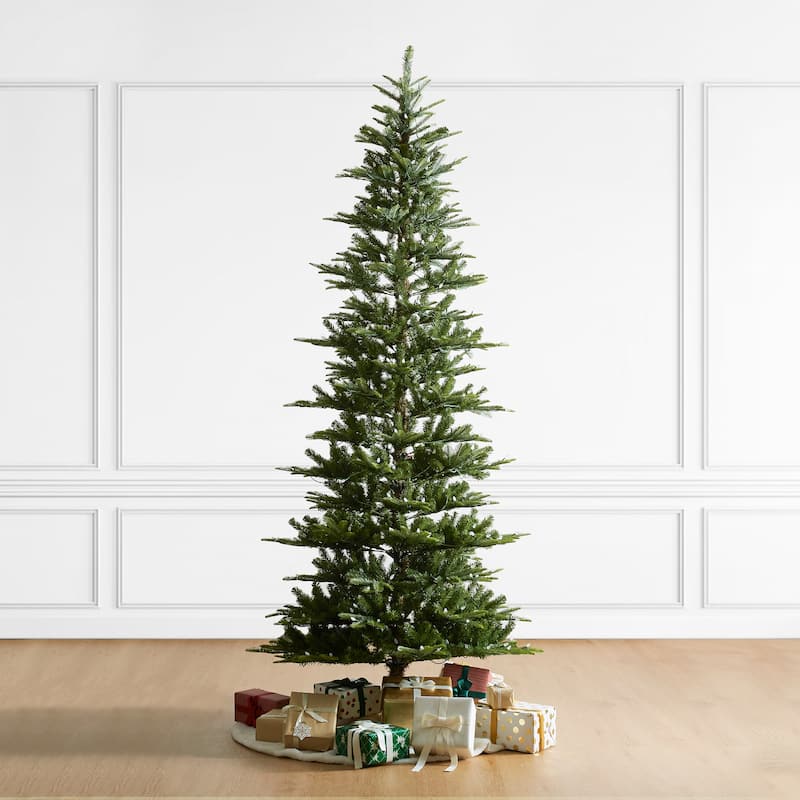 Glitzhome 7.5ft/9ft Pre-Lit Evergreen Slim Fir Artificial Christmas Tree With Strawberry Lights