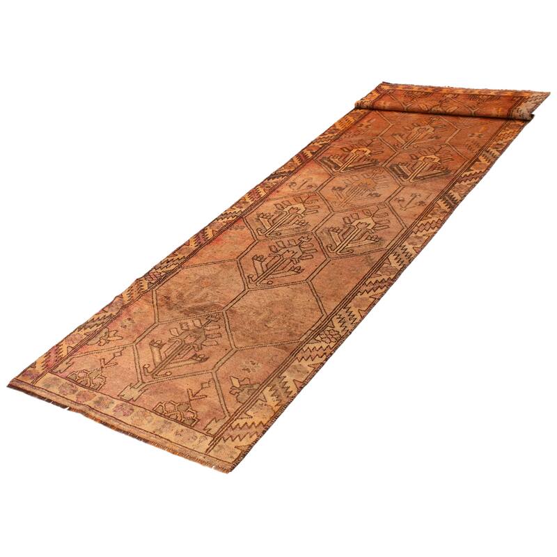 ECARPETGALLERY Hand-knotted Melis Vintage Copper Wool Rug - 4'0 x 13'6