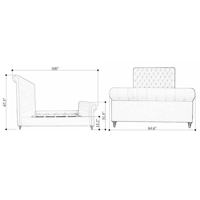 Manhattan Comfort Upholstered Mid Century Empire Bed