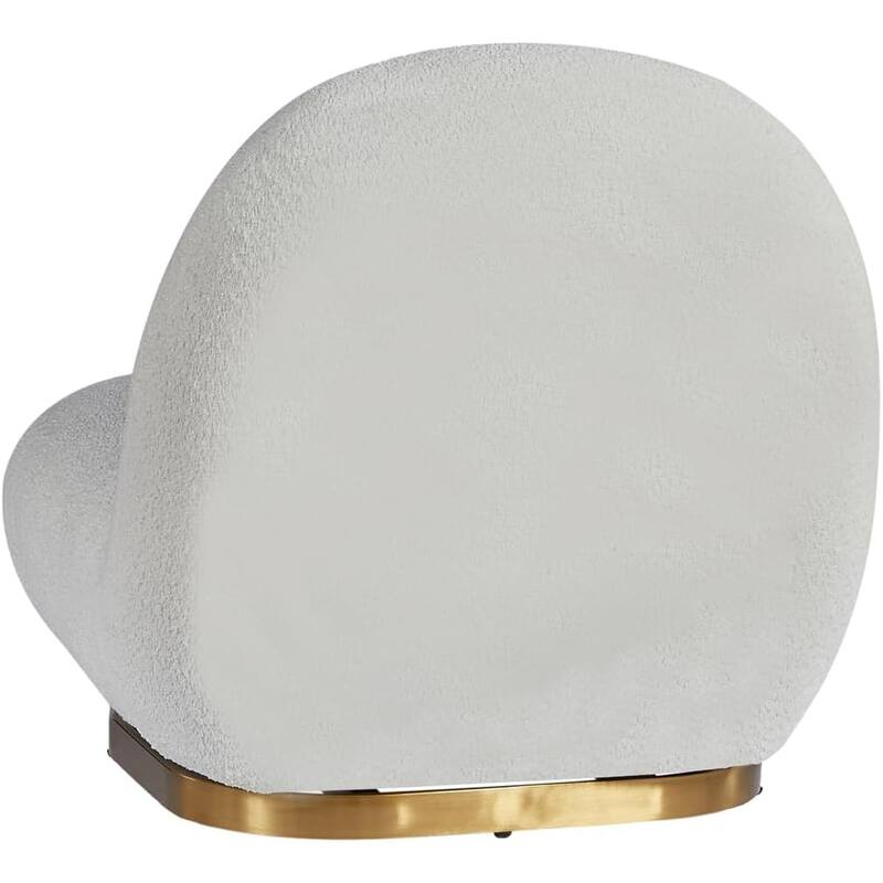 White Plush Glam Lounge Chair with Gold Base
