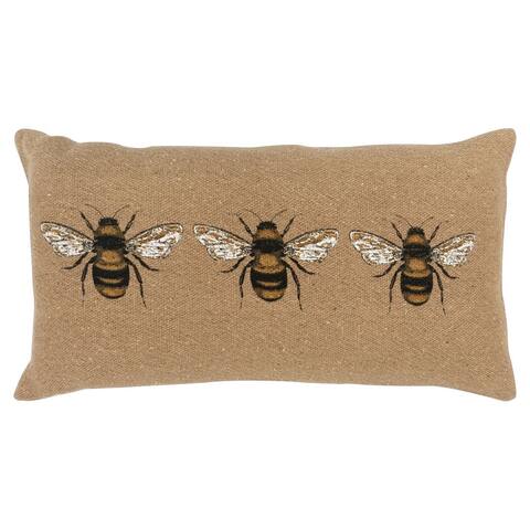 The Gray Barn Vines East Brown Bees Filled Throw Pillow