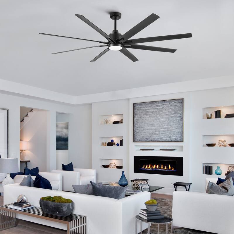 Oaks Aura 72in. Smart LED Ceiling Fans with Light, 6-speed Reversible Black Industrial Ceiling Fan Light With Remote Control